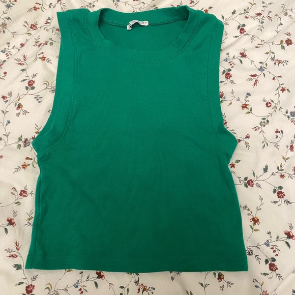 Zara cotton ribbed vibrant green tank - Picture 2 of 2